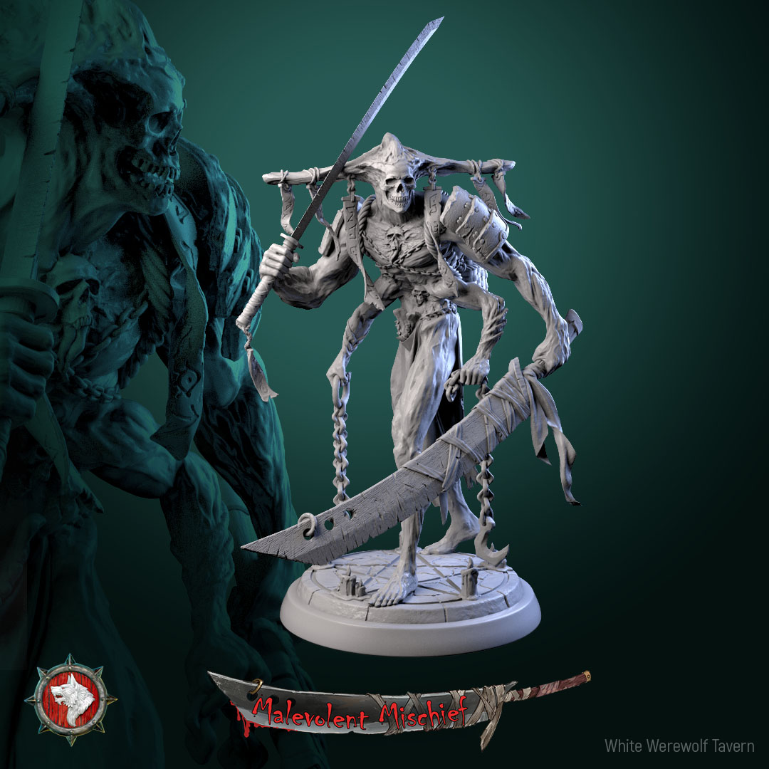 Grimblade Revenant 32mm and 75mm heroic miniature pre-supported